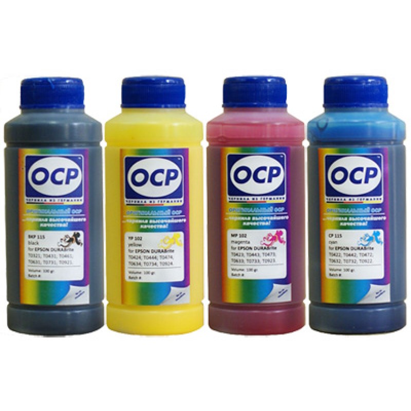 Чернила для Epson (OCP) комплектами, Комплект чернил OCP для Epson Dura Brite x 4 (BKP/CP 115, MP/YP 102)